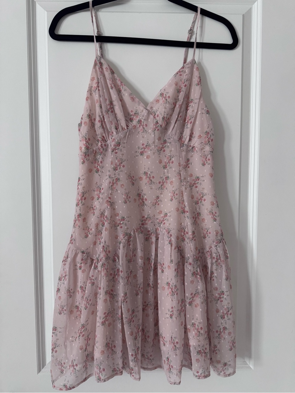 Pink Floral Spaghetti-Strap Sundress